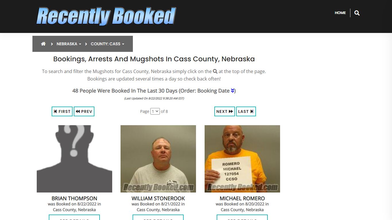 Recent bookings, Arrests, Mugshots in Cass County, Nebraska